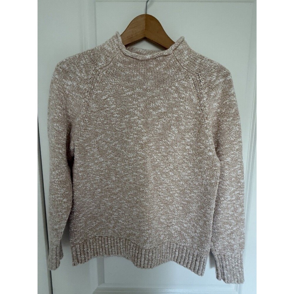 L.L.Bean Marled beige Chunky Roll Neck Sweater Small Petite cotton